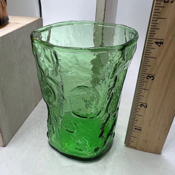 SENECA crystal DRIFTWOOD 1980 BLUE GREEN BROWN  pattern Juice Glass Set of Three - Picture 5 of 11